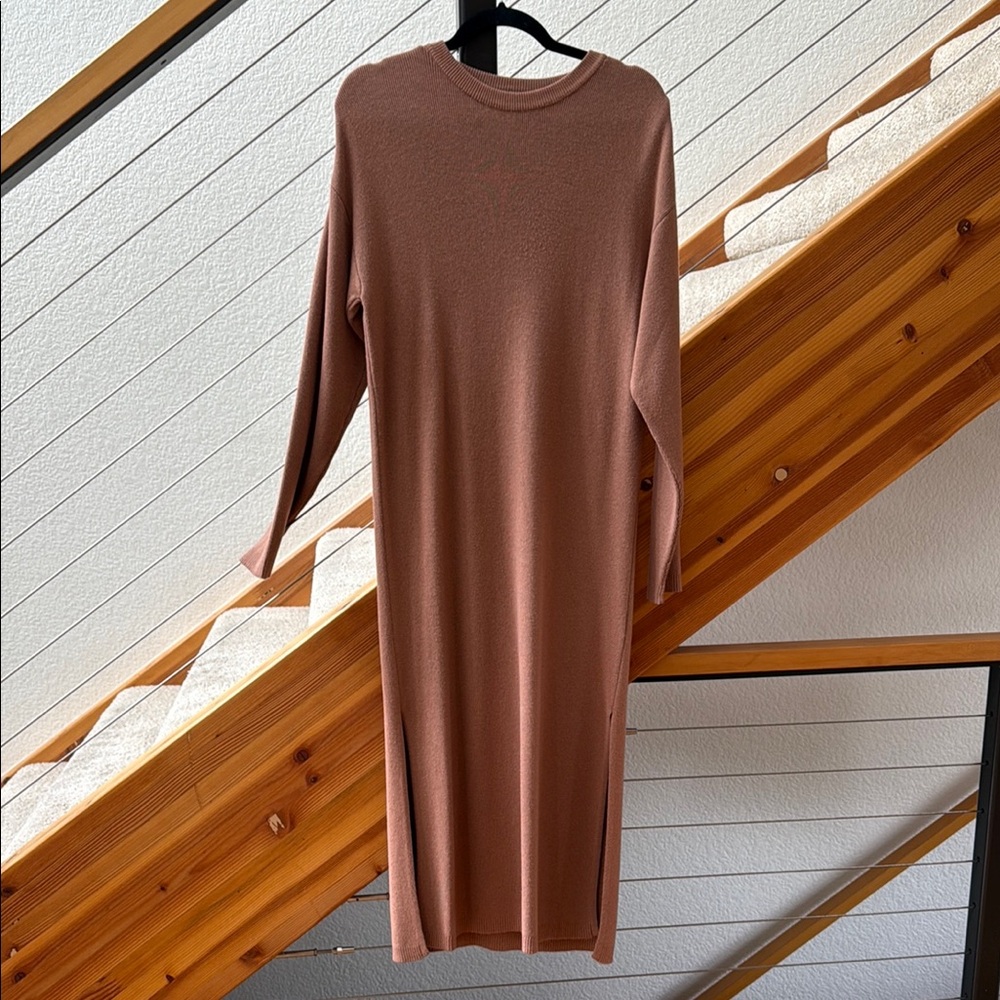 Anine Bing Long Sleeve Knit Maxi Dress in Mauve Brown